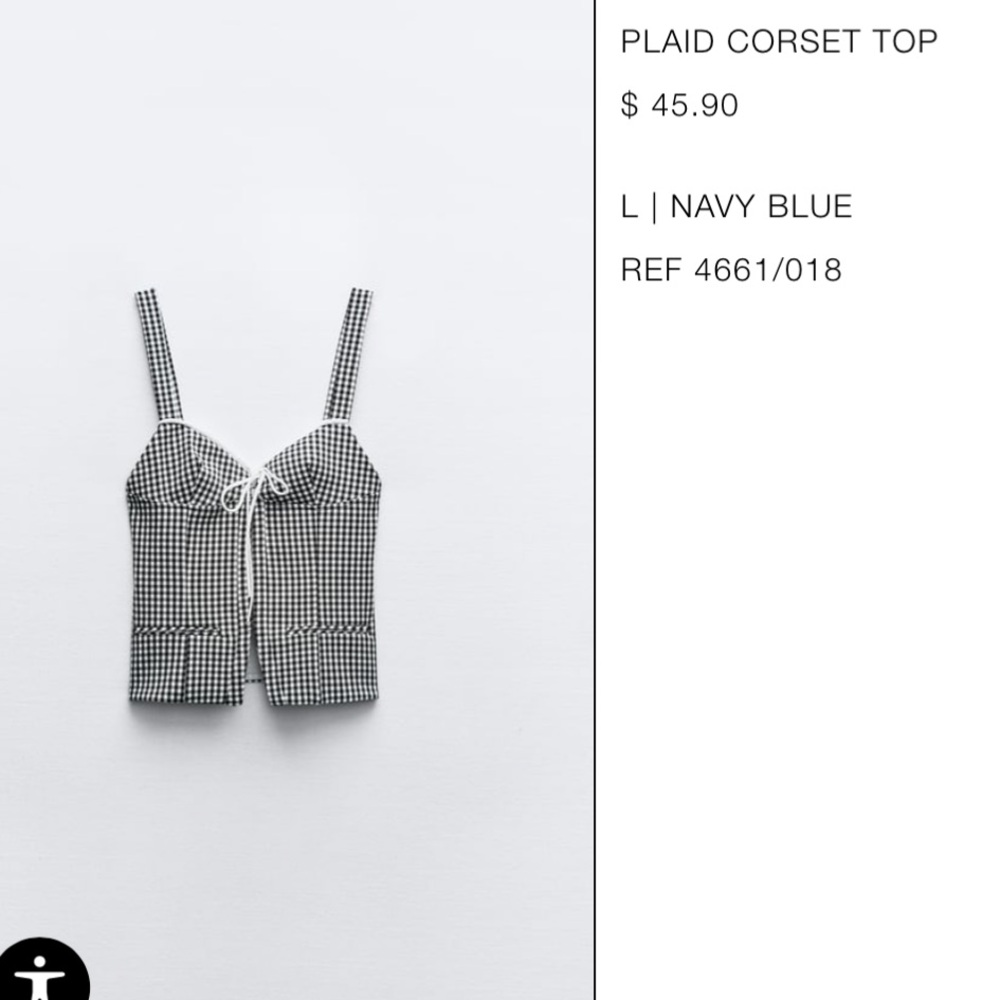 ZARA plaid corset top